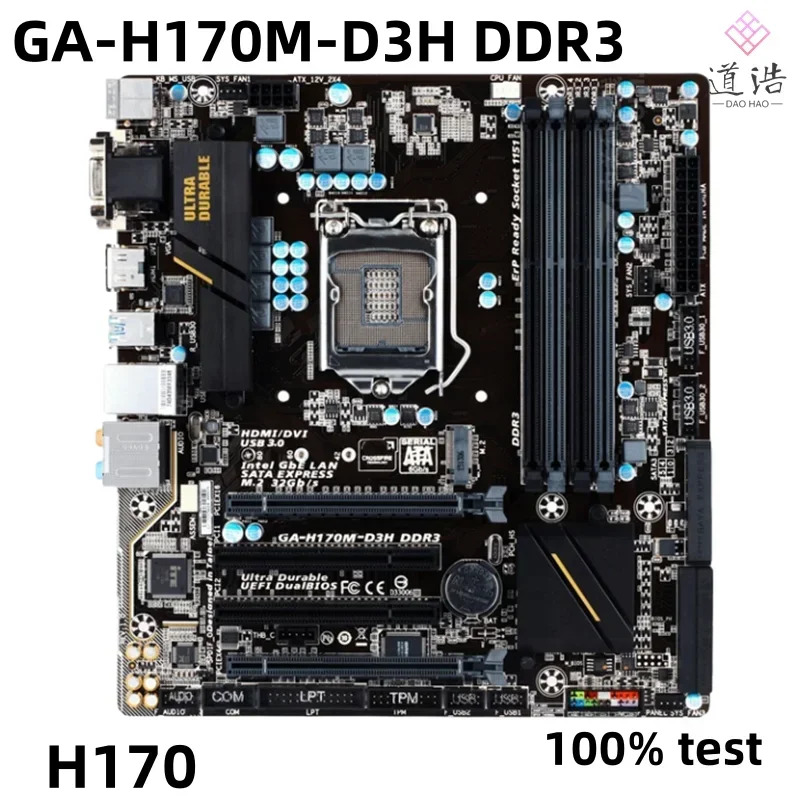 GA-H170M-D3H DDR3 마더보드 PCI-E3.0 M.2 HDMI LGA 1151 마이크로 H170 메인보드 완전 작동 리퍼