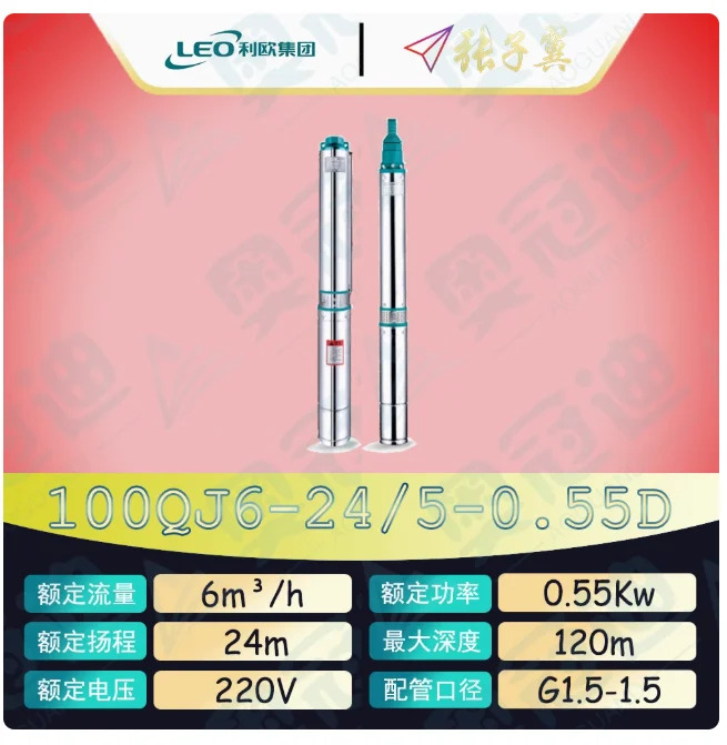 LEO QJ 깊은 우워터펌프 하이 리프트 스테인레스 스틸 단상 220 100QJ6-24/5-0.55D 100QJ6-33/7-0.75D 100QJ6-43/9-1.1D
