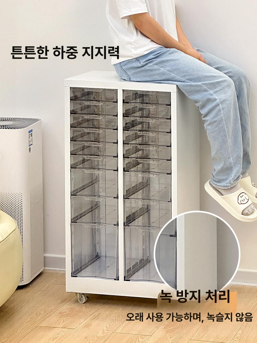 네일용품 수납장 서랍식 메니큐어 정리 보관함 바퀴달린 이동식 진열대 - 상세 이미지 3