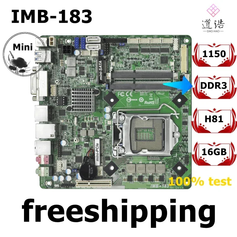 ASRock호환 IMB-183 마더보드16GB HDMI DVI VGA LVDS LGA 1150 DDR3 Mini-ITX H81 메인보드 완전 작동 리퍼