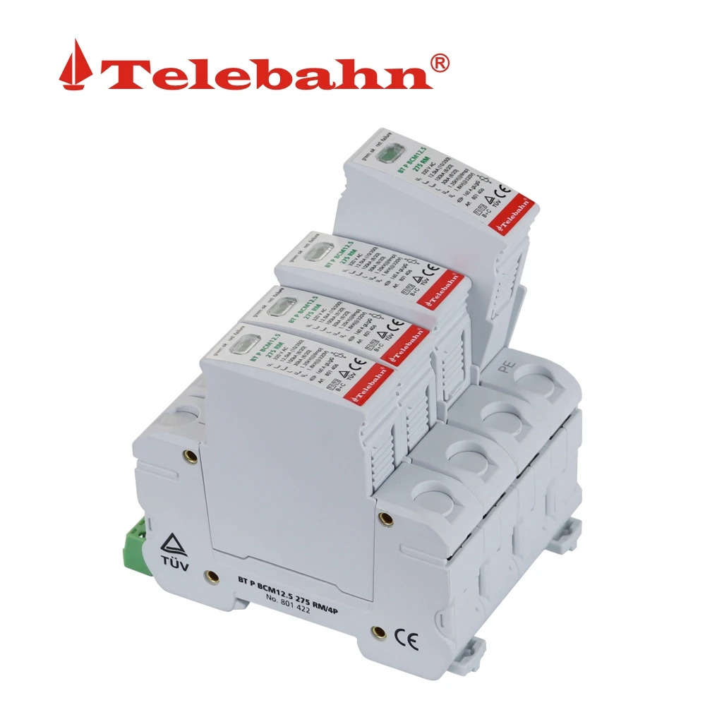 AC 서지 보호기 230V/400V/320V 12.5kA 30kA 60kA SPD 4P T1T2 3상 TNS 보호 장치