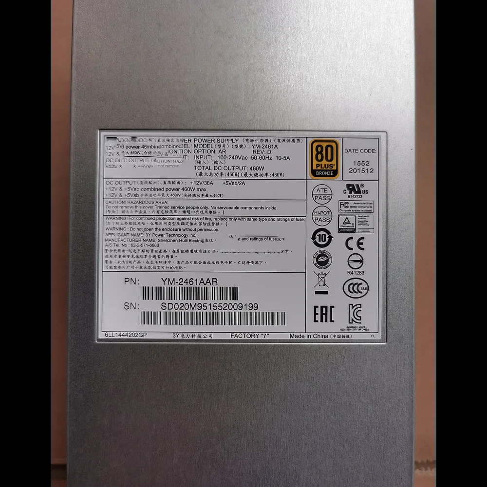 460W 저장 전원공급장치 YM-2461A YM-2461AAR AS520E-M1
