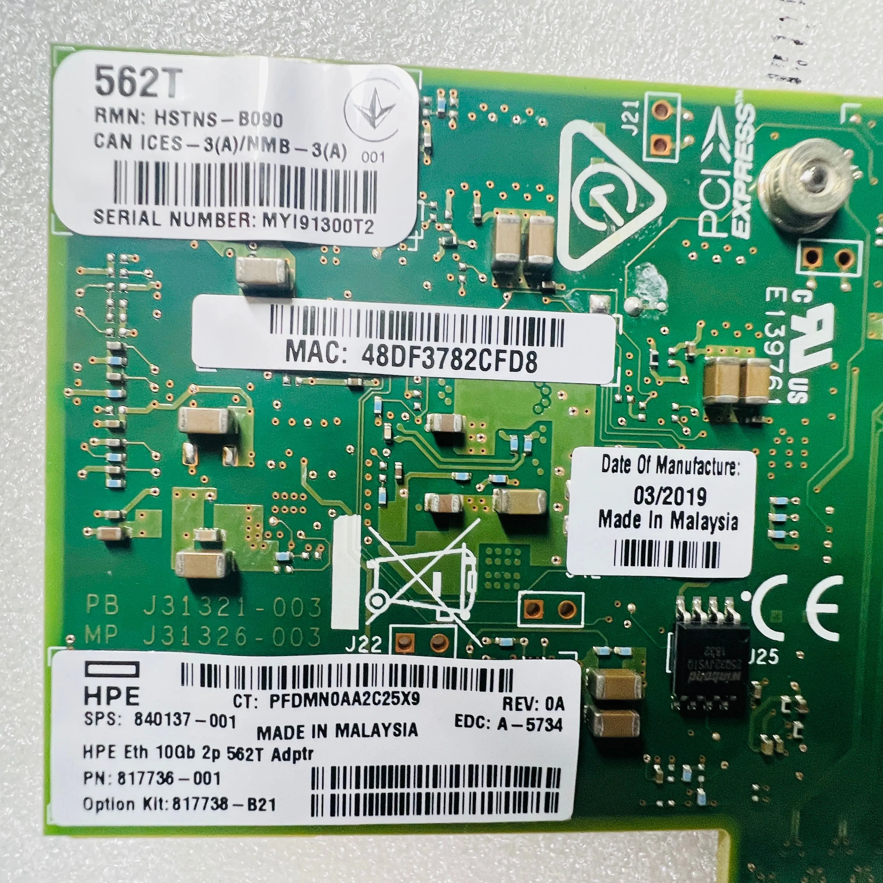 X550-T2 hp호환E 562T경우 840137 -001 817738 -B21 듀얼 포트기가비트 전기 포트 네트워크 인터페이스 카드