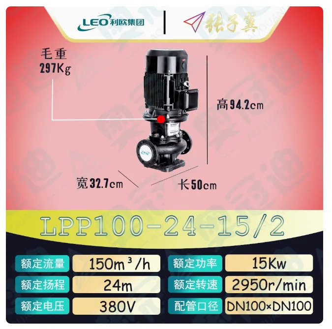LEO LPP 바닥판이 없는 수직 파이프라원심 순환 펌프 LPP100-24-15/2 LPP100-20-11/2 100-35-15/2 100-28-11