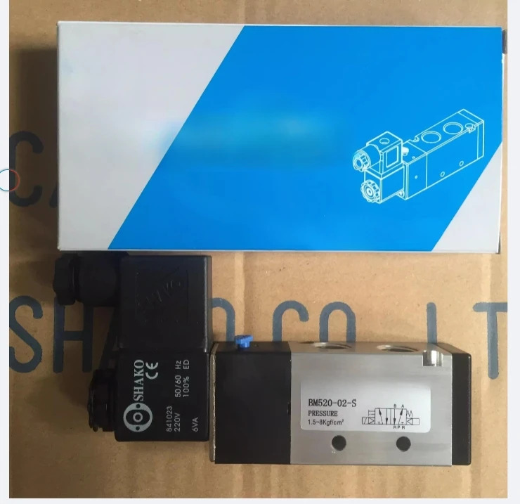 공압 솔레노이드 밸브 BW BM520-02-S 03-S AC220V DC24V 전제어 수동 역전