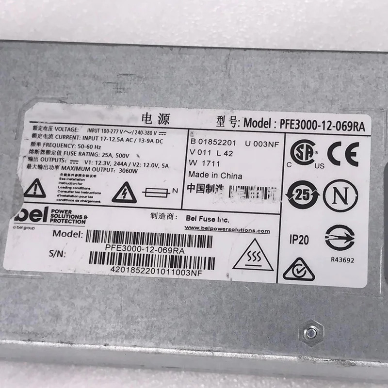 BEL AC/DC 변환기PFE3000-12-069RA 12.3V 244A 3060W 플래티넘 전원공급장치 완전 리퍼된