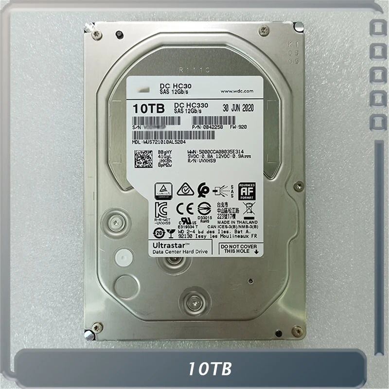 WD HC330 WUS경우 721010 AL5204 10T 3.5 SAS 엔터프라이즈 하드