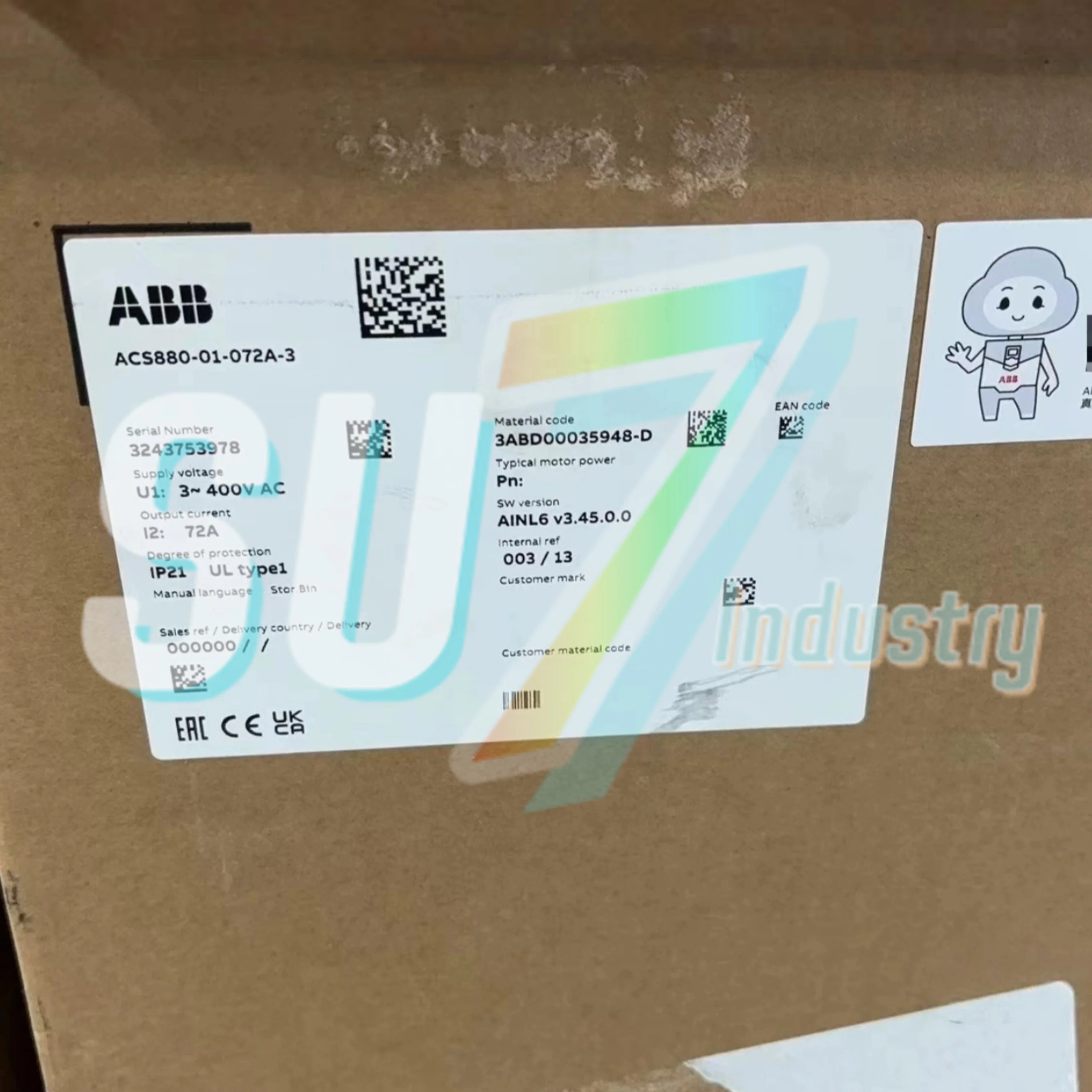 ACS880-01-072A-3 ACS880-01-087A-3 주파수 변환기 원본