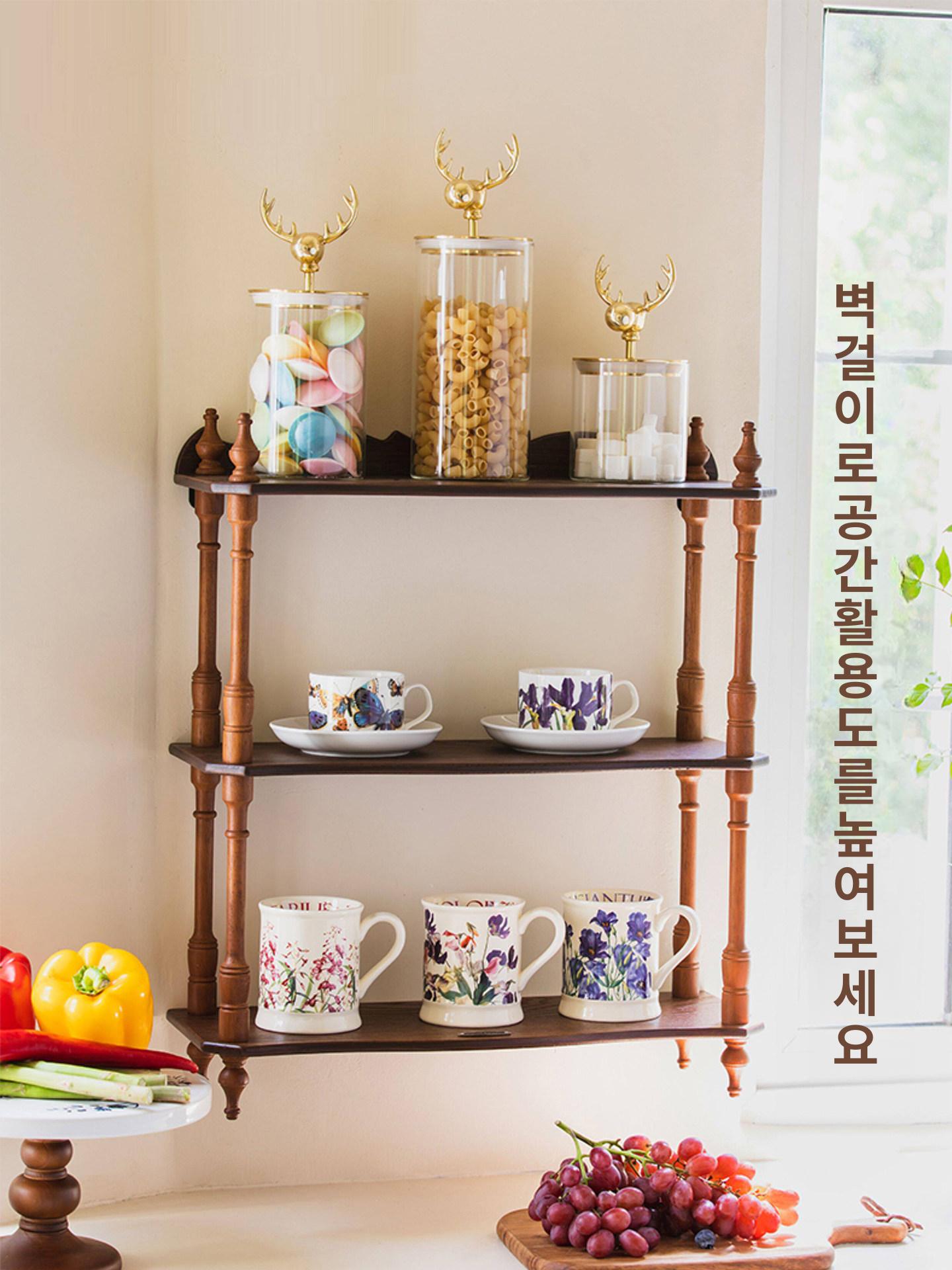 북유럽 선반 빈티지 책장 엔틱 진열장 프렌치 데코 모던 레트로 수납 선반 - 상세 이미지 4