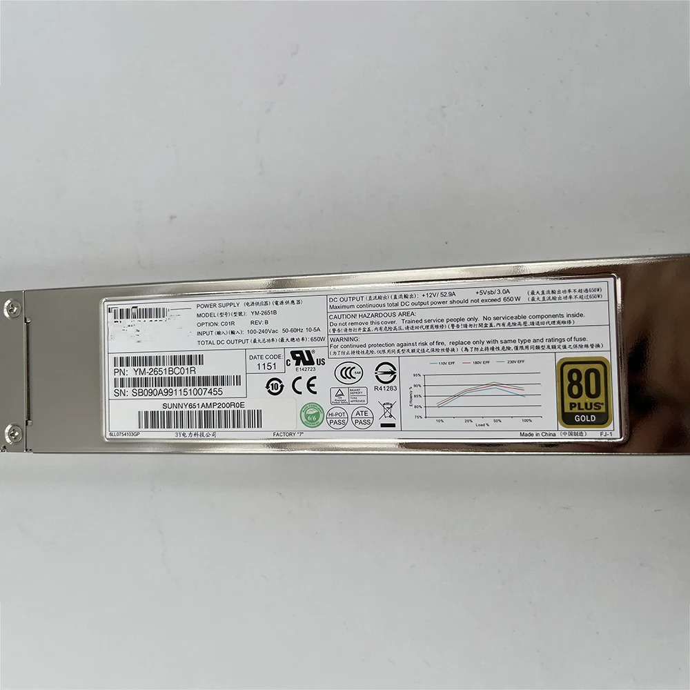 YM-2651B 예비 전원공급장치 모듈 서버 리퍼 완료 C200M1 C210M1 650W