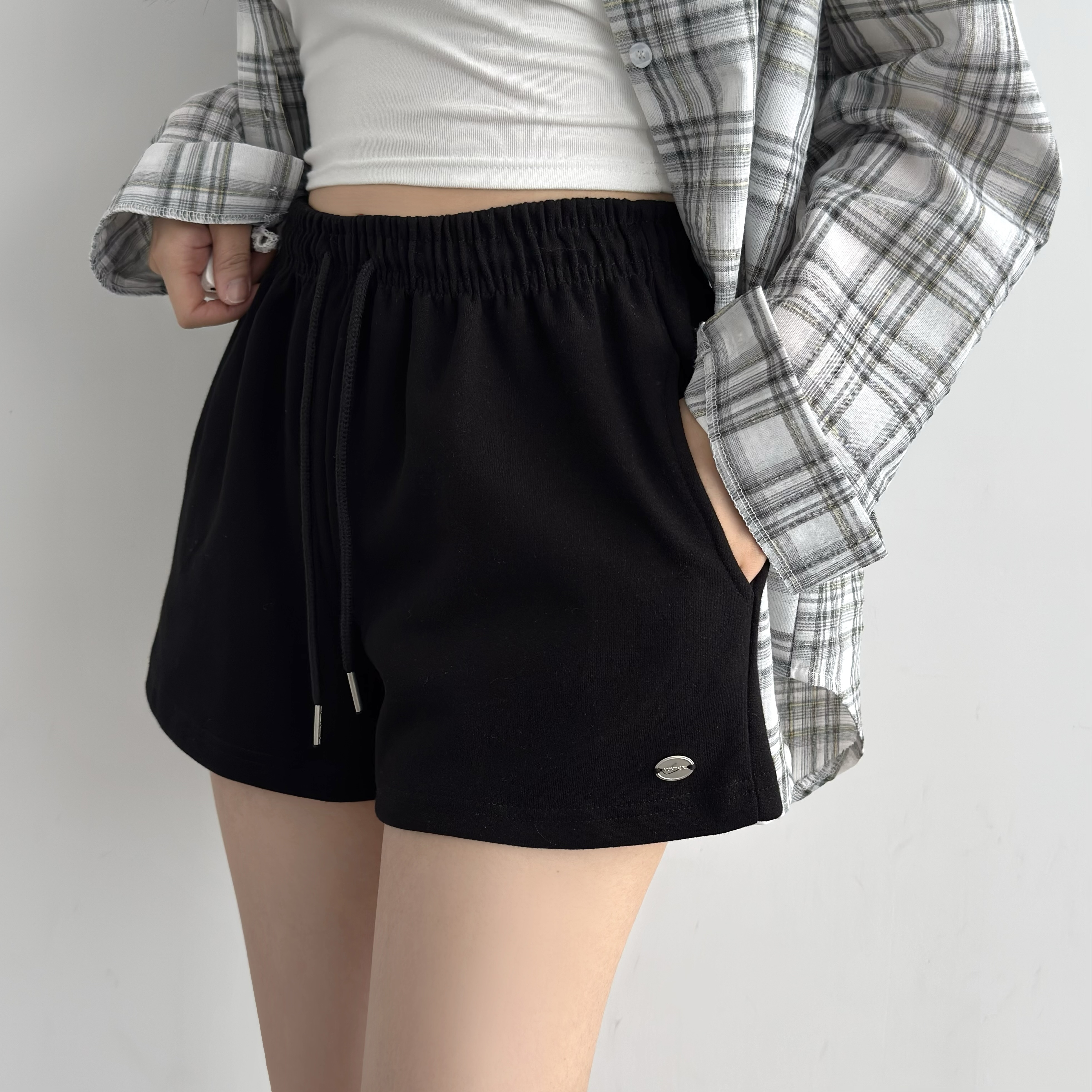 롱다리핏 허리밴딩 팬던트 3부 스트랩 숏팬츠 포켓 트레이닝바지 반바지 이미지 7
