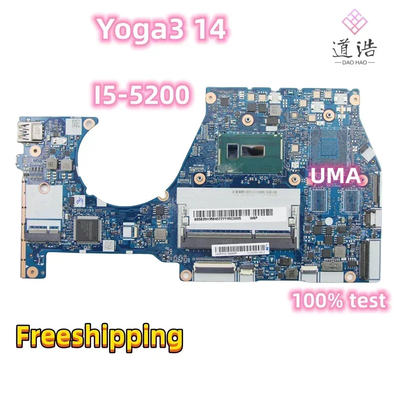 NM-A381 Lenovo호환 Yoga3 14 노트북 마더보드 BTUU1 5B20H35640 5B20H35637 I5-5200 CPU DDR3 메인보드 완전 작동