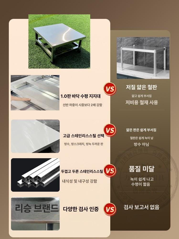 싱크대 주방 작업대 선반 사각 스텐 레이어 낮은 받침대 그릇 다이 - 상세 이미지 5