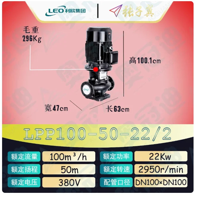 LEO LPP 바닥판이 없는 수직 파이프라원심 순환 펌프 LPP100-80-37/2 LPP100-70-30/2 LPP100-60/50-22/2