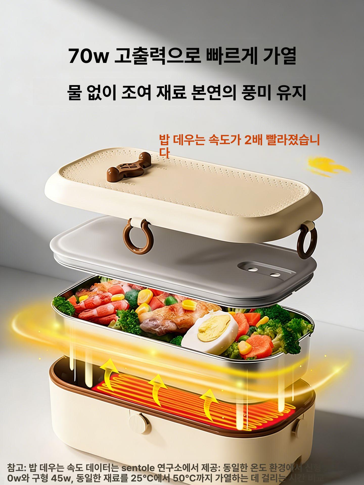 전기보온도시락 충전식 도시락통 스텐 학생 점심 가열 휴대용 가방 온열 - 상세 이미지 3