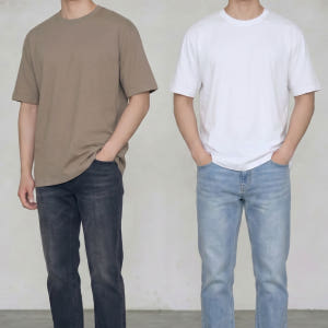 1+1+1 흰색티셔츠 20수반팔티 오버핏반팔 착용 후기 | 사이즈/핏 총정리 - 상품 이미지 1