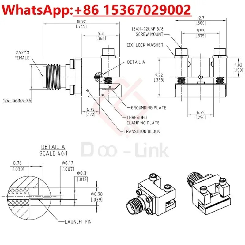 마이크로파 RF 2.92-KFD 엔드 플랜지 2.92mm 스플린트 커넥터 플레이트 에지 40GHz