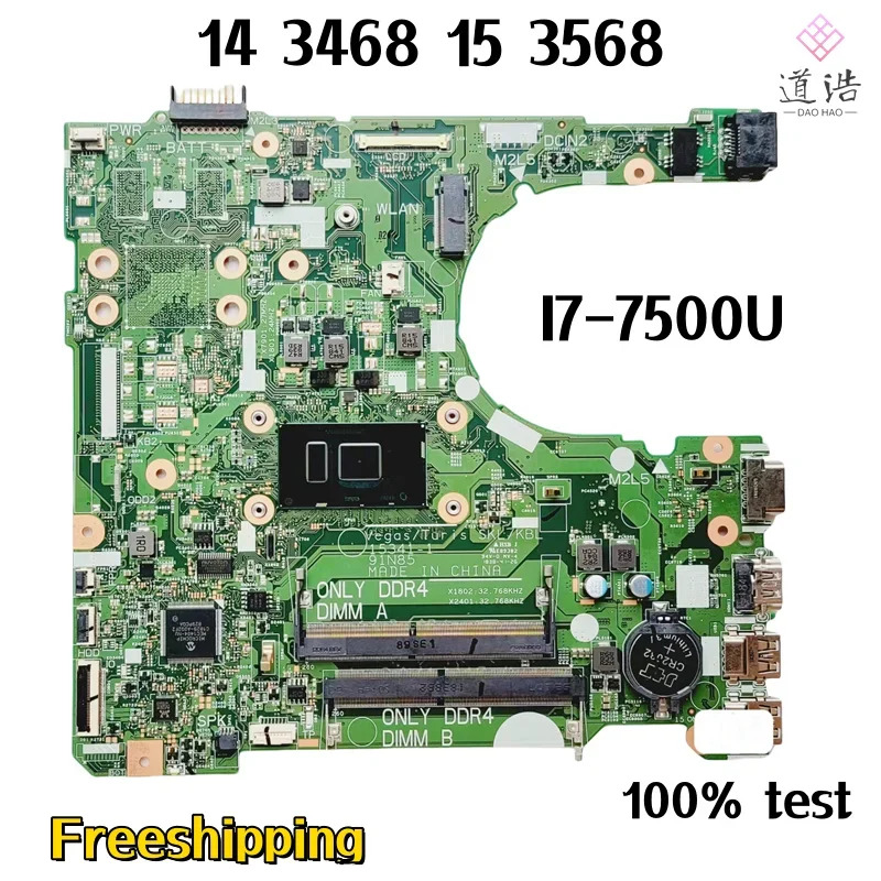 CN-0FXM81 Dell Vostro 14 3468 15 3568 노트북 마더보드 15341-1 91N85 0FXM81 FXM81 CPUI7-7500U 메인보드 완전 작동