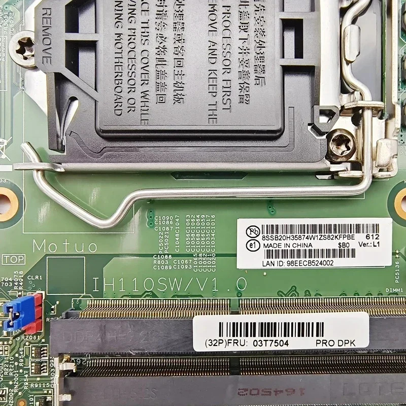 14072-1 Lenovo호환 ThinkCentre M800Z AIO 마더보드 IH110SW/V1.0 LM70Z 03T7504 LGA 1151 DDR4 메인보드 완전 작동 리퍼
