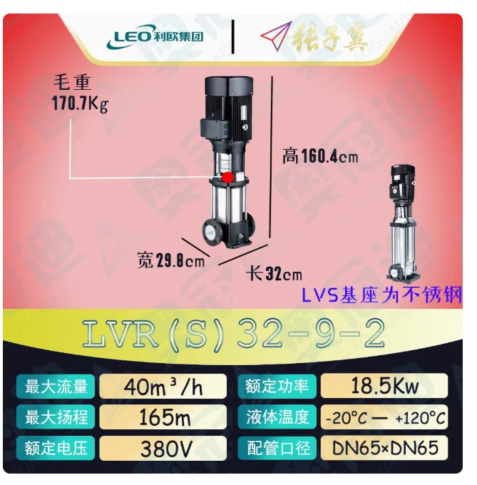 LEO LVR/LVS32 스테인레스 스틸 수직 다단식 워터 펌프 LVR32-9-2 LVS32-9-2 LVR32-9 LVS32-9 LVR/LVS32-10-2 LVR/LVS32-10
