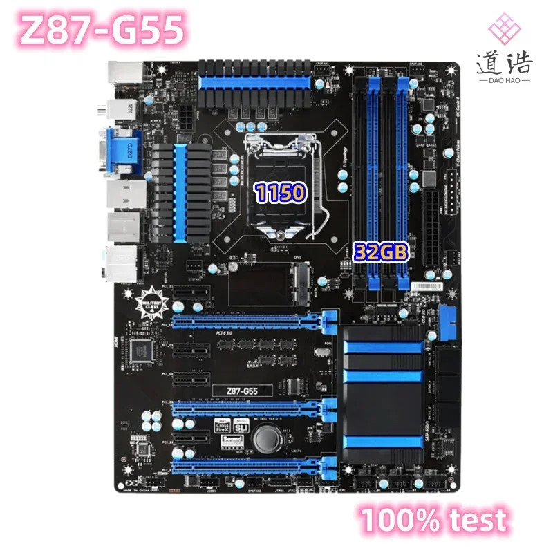 Z87-G55 마더보드32GB DVI HDMI LGA 1150 DDR3 Z87 메인보드 완전 작동 리퍼
