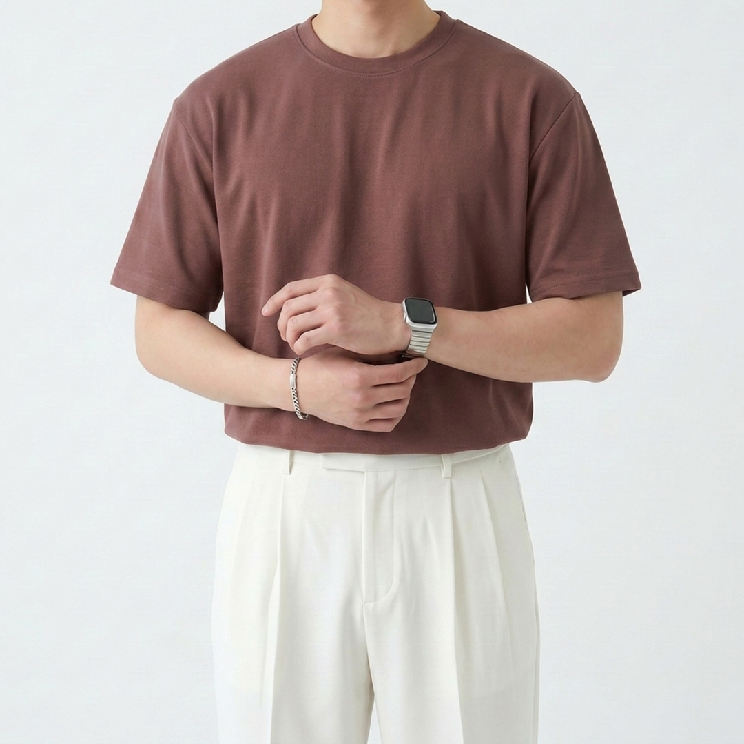 1+1 국내생산 남자 구김없는 링클프리 라운드 반팔 티셔츠 이미지 6