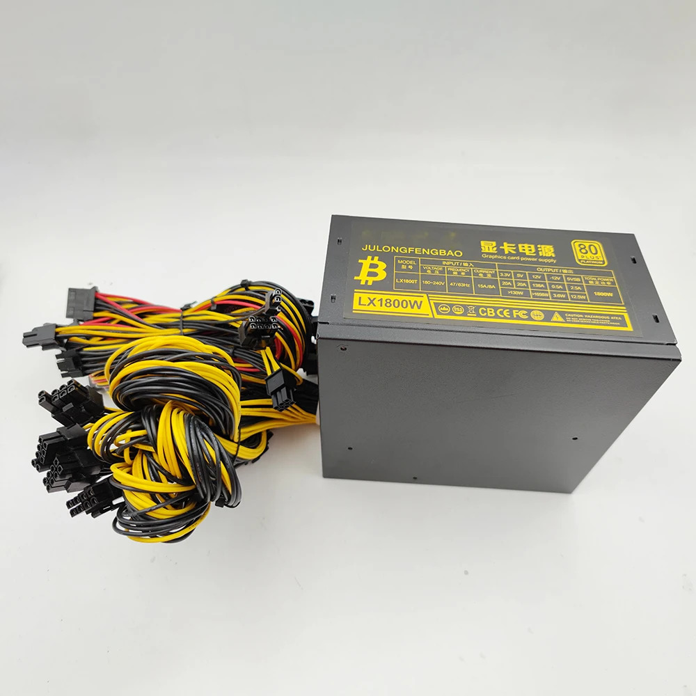 JULONGFENGBAO LX1800W 전전원공급장치 1800W 180-240V 204PIN 44PIN 62PINx16 IDEx3 SATAx8 리퍼 전