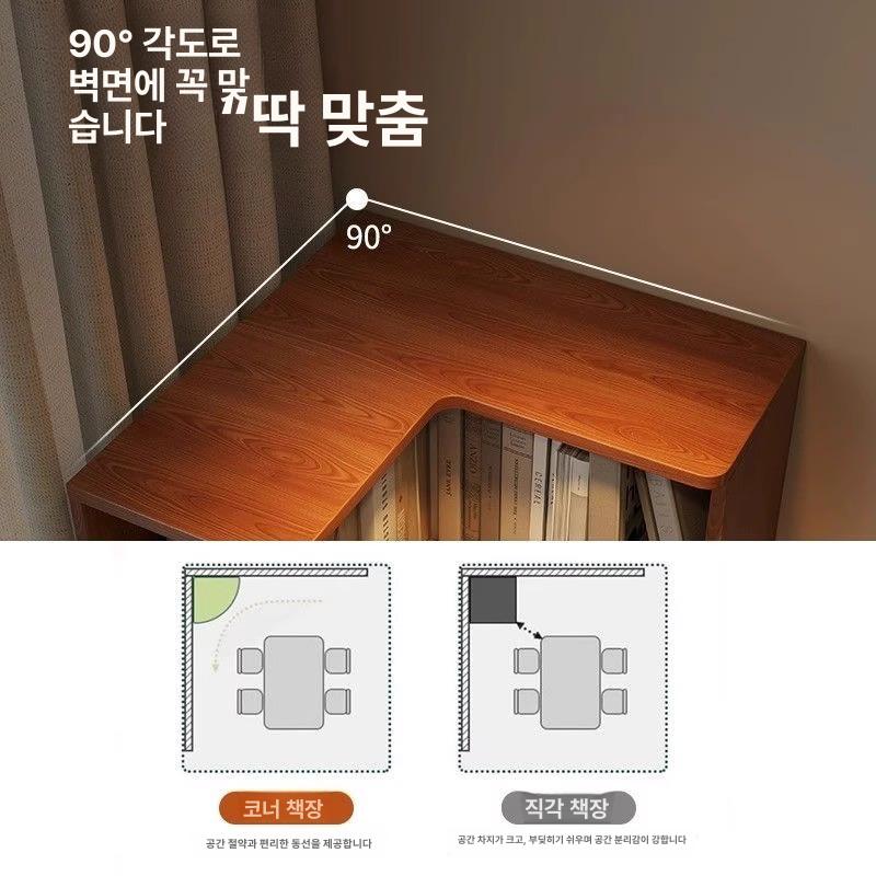 ㄱ자책장 수납장 우드선반 코너 오픈형 인테리어 심플 아이방 공부방 - 상세 이미지 5