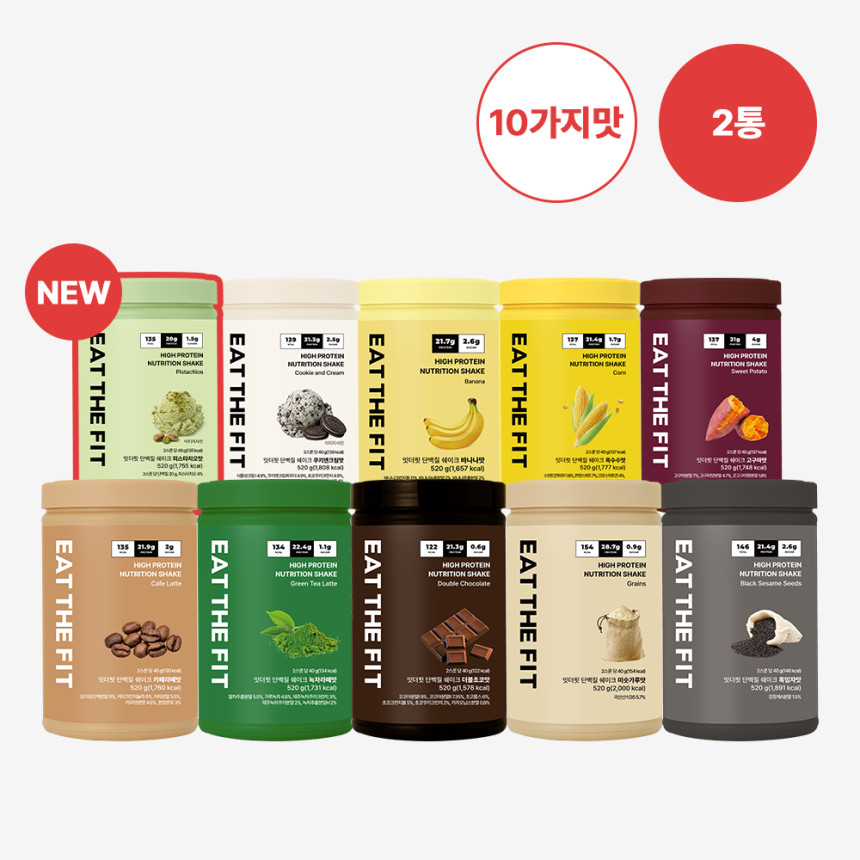 잇더핏 단백질 쉐이크 한끼 식사대용 대용량 더블초코맛외9종 520g, 2통 사진 1