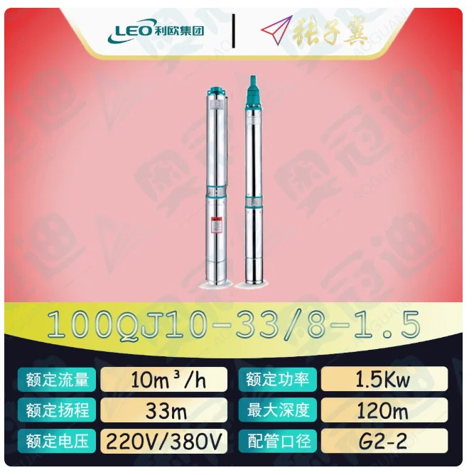 LEO QJ 깊은 우워터펌프 하이 리프트 스테인레스 스틸 100QJ10-33/8-1.5D 단상 220V 100QJ15-62/16-4 100QJ15-74/20-5.5