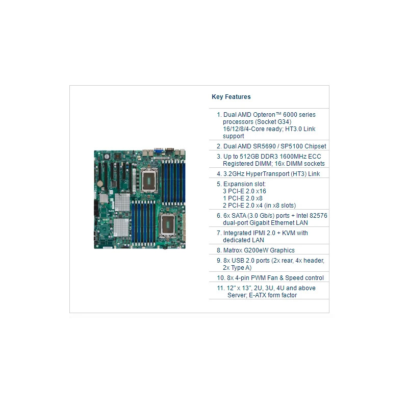 Supermicro 서버 마더보드 소켓 G34 H8DGI-F용
