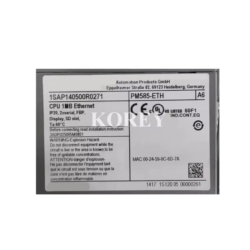 CPU 모듈 PM585-ETH 1SAP 140500 R0271 원본 주세요
