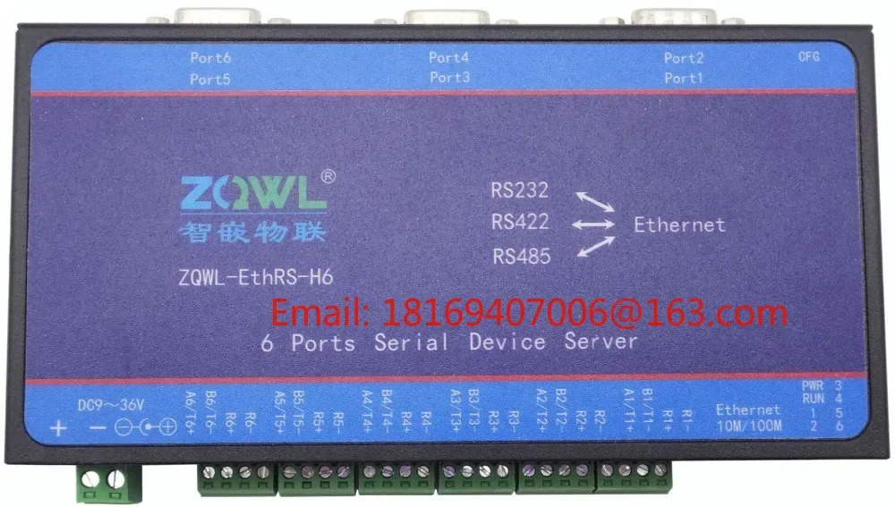 6개직렬 포트 서버/RS232/RS485/RS422 전송 네트워크/Modbus TCPRTU로