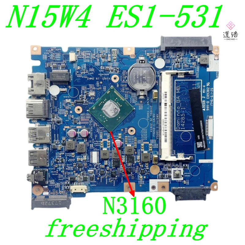 에이서 아스파이어 ES1-531 N15W4 EX2519 노트북 마더보드 14285-1 N3160 CPU Dominno-BA DDR3 메인보드 리퍼 완료