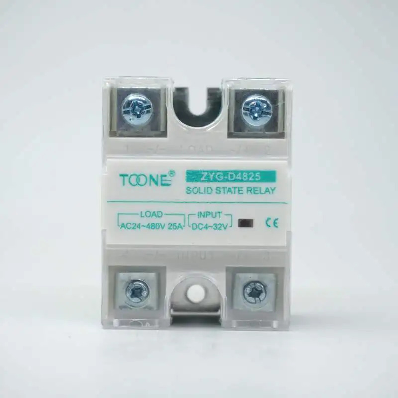 Zhuo an SSR 단상 솔리드 스테이트 릴레이 ZYG-D4825 DC-AC DC 제어 AC 25A AC24-480V DC4-32V