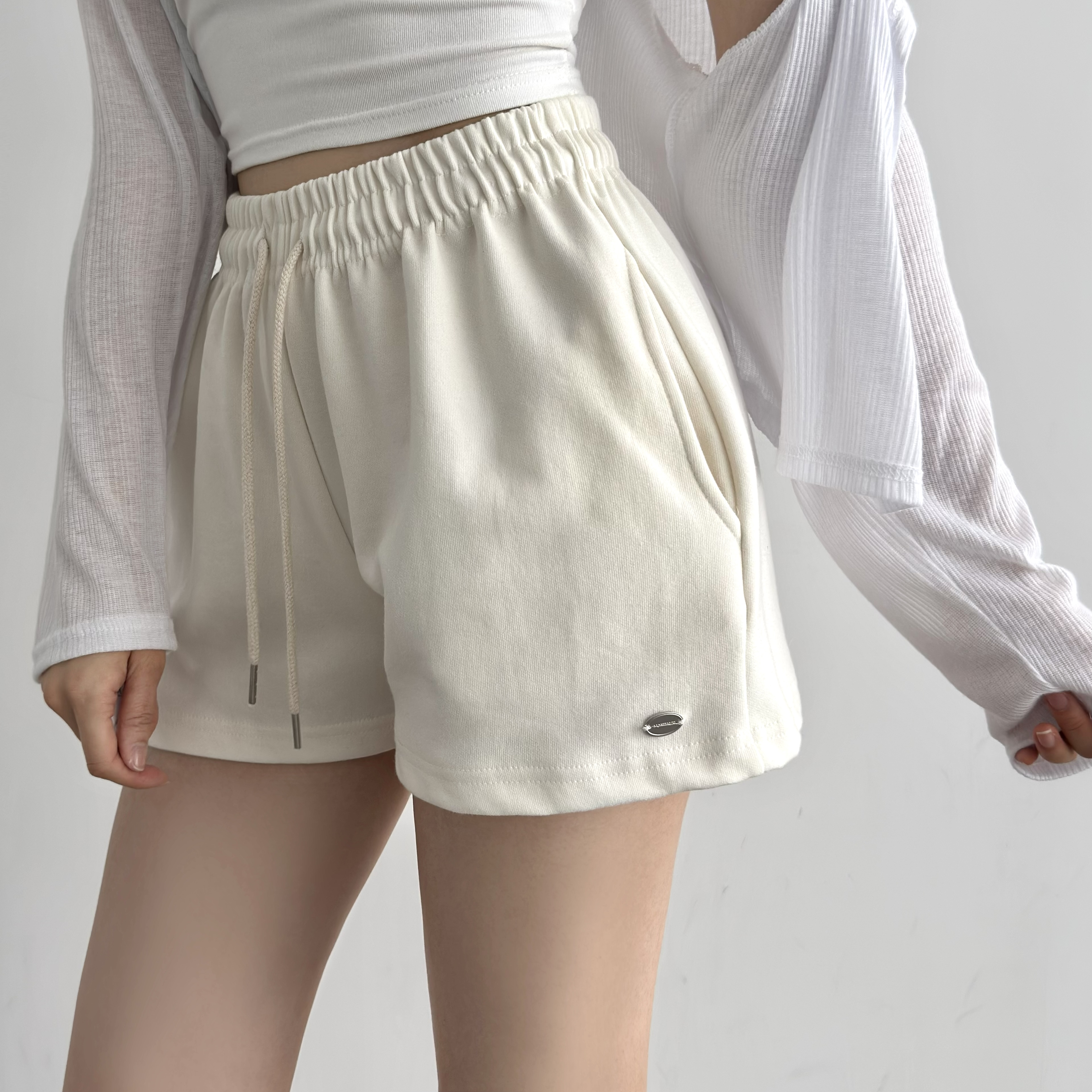 롱다리핏 허리밴딩 팬던트 3부 스트랩 숏팬츠 포켓 트레이닝바지 반바지 - 상세 이미지 5