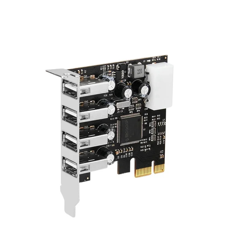 PCIE 4 포트 USB 2.0 확장 카드 PCI-E 어댑터 2U 소형절반 높이 배플 허브 Botnet