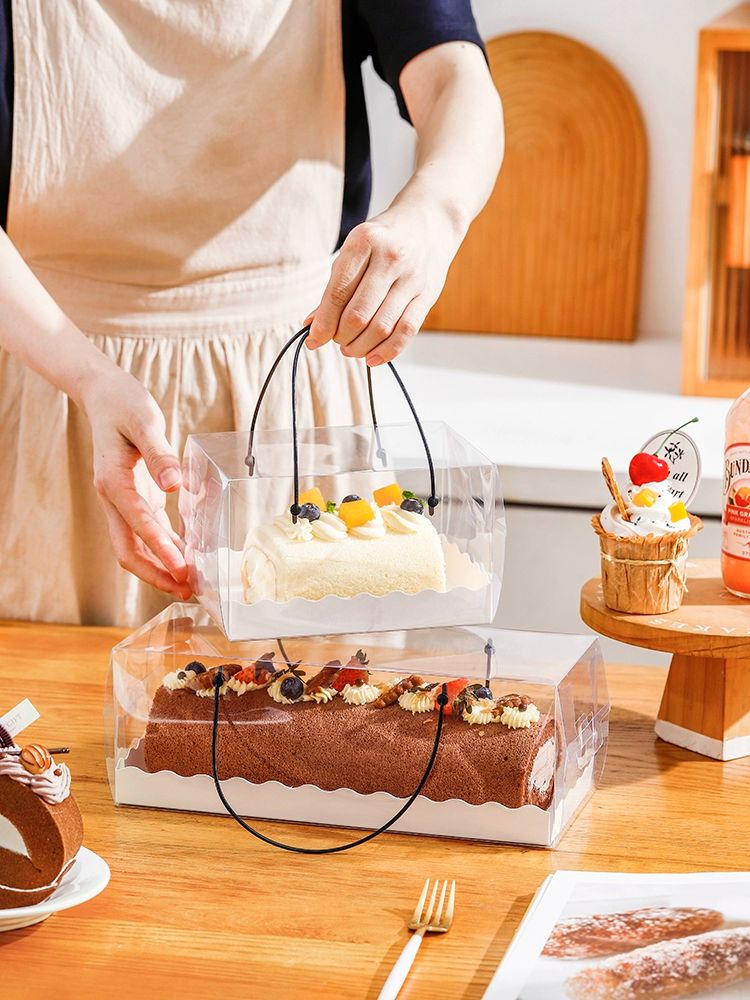 딸기케이크 투명 박스 30개 일회용 밀폐 보관 용기 케이스 내구성 리본 포장 - 상품 이미지