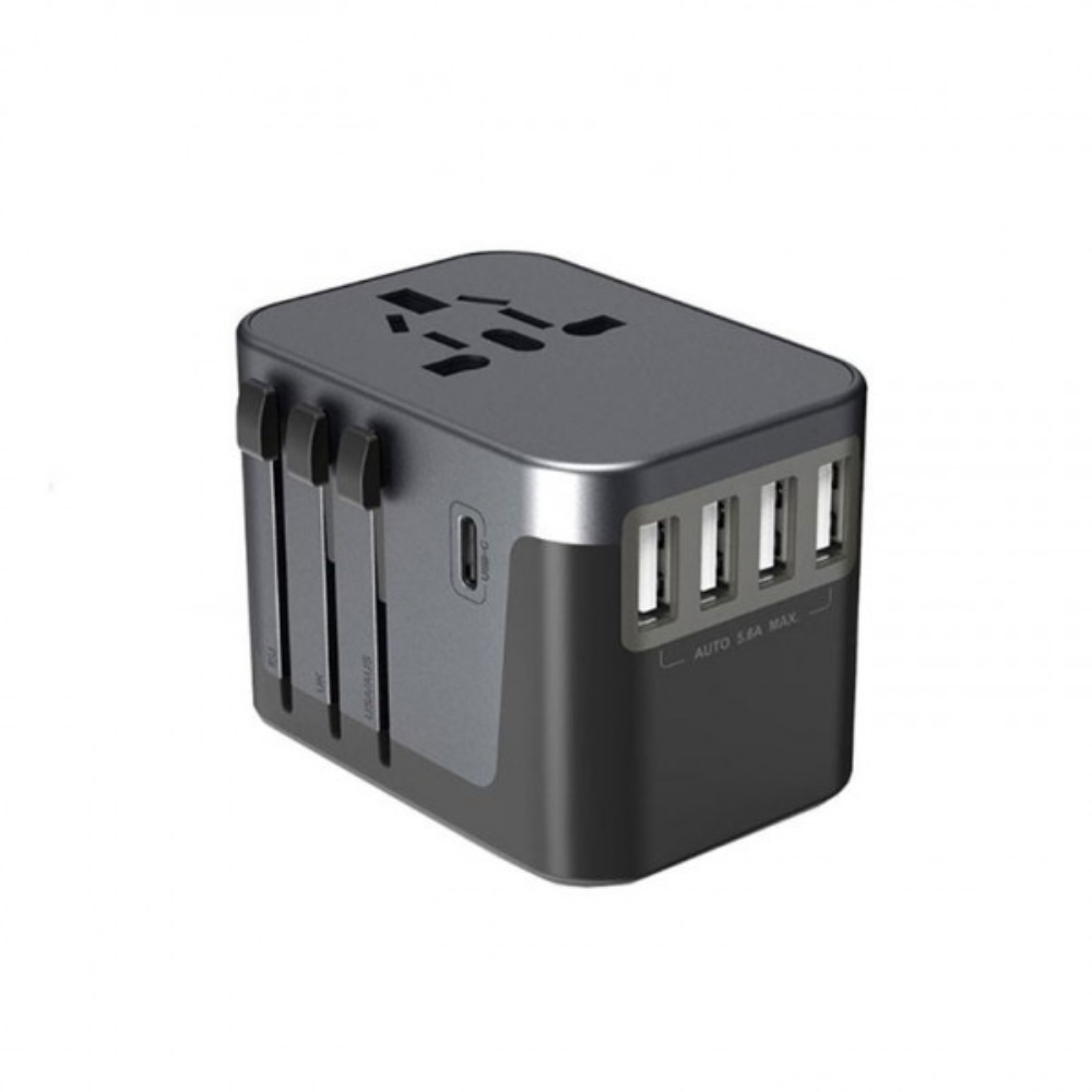 유럽 여행 플러그 110V 변환 멀티 어댑터 USB 5포트 5.6A 출력 해외 전원 - 상품 이미지