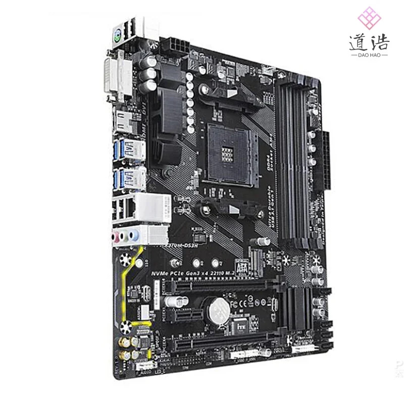 GA-AX370M-DS3H 마더보드64GB PCI-E 3.0 1xM.2 4xSATA III DVI HDMI AM4 DDR4 X370 메인보드 완전 작동 리퍼