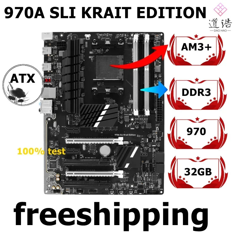 970A SLI KRAIT EDITION 마더보드32GB AM3 DDR3 970 메인보드 완전 작동 리퍼