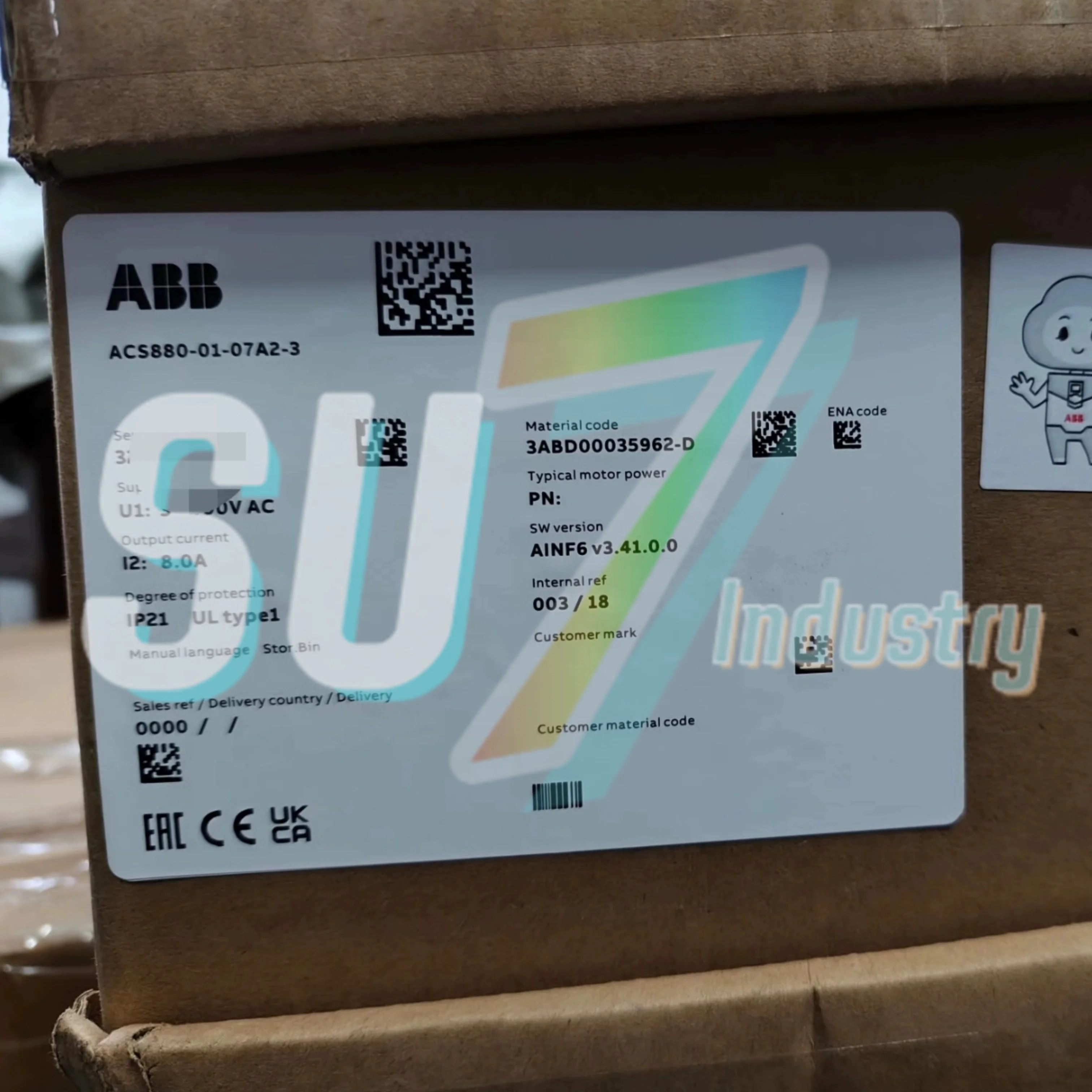 ACS880-01-07A2-3 ACS880-01-09A4-3 주파수 변환기 원본