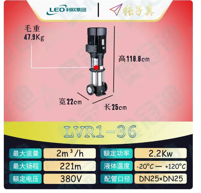 LEO LVR/LVS1 스테인레스 스틸 수직 다단 펌프 LVR1-33 LVS1-33 LVR1-36 LVS1-36