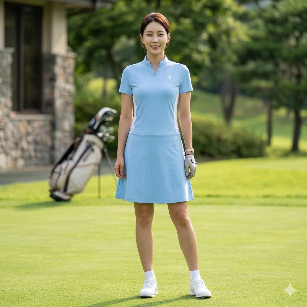 FANTOM 팬텀 여성 여름 골프웨어 스판 밴딩핏 골프 원피스 - 상품 이미지
