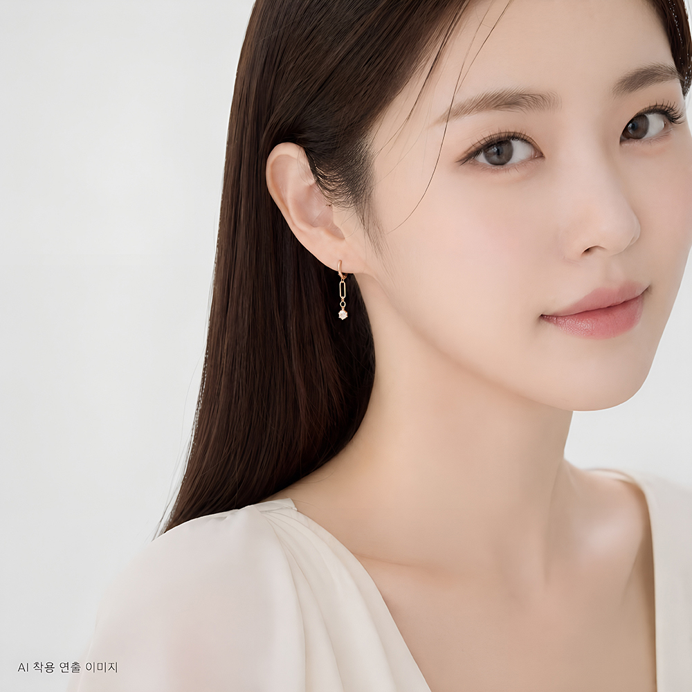14k 숏 드롭 큐빅 원터치 귀걸이 OPPE0175 - 상세 이미지 4