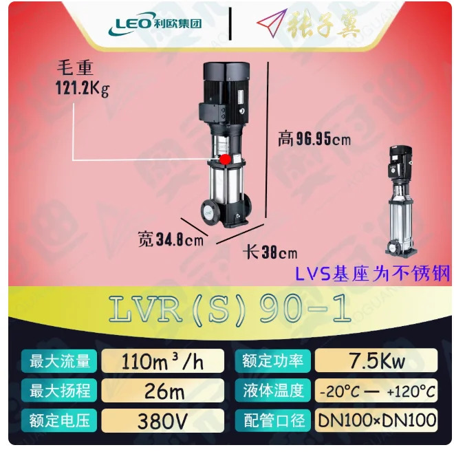 LEO LVR/LVS90 스테인레스 스틸 수직 다단 펌프 LVR90-1-1 LVS90-1-1 LVR90-1 LVS90-1 LVR90-2-2 LVS90-2 LVR90-2