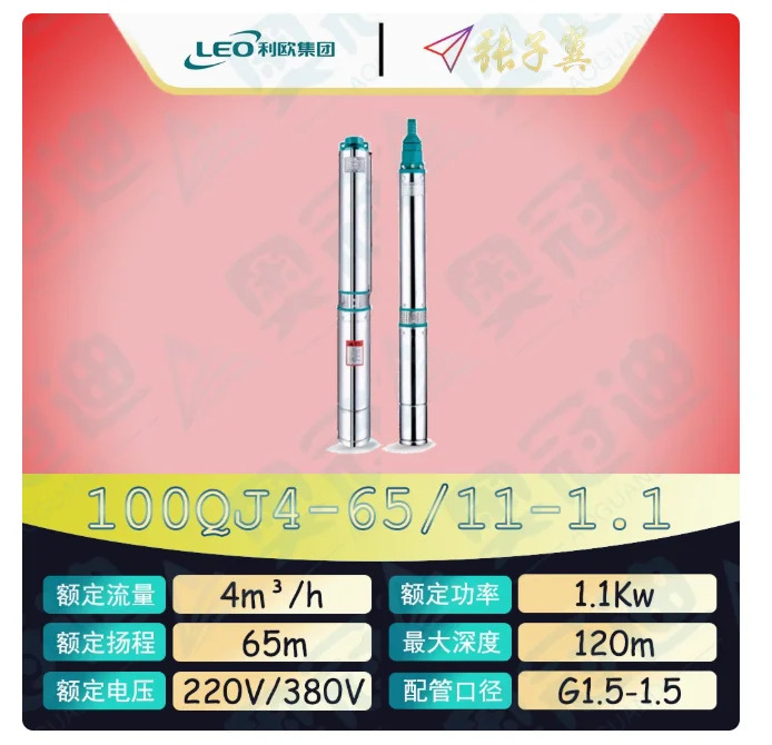 LEO QJ 깊은 우워터펌프 하이 리프트 스테인레스 스틸 3상 380V 100QJ4-65/11-1.1 100QJ4-88/15-1.5 100QJ4-117/20-2.2