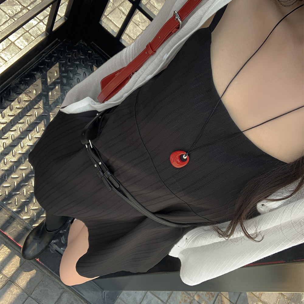 스트라이프 플레어 뷔스티에 미니 원피스 이미지 7