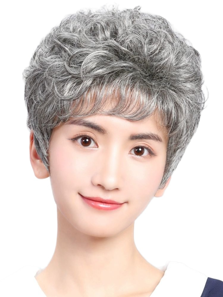회색 곱슬머리 가발 할로윈 코스튬 무대의상 연기소품 촬영용품 노인 분장 뮤지컬 무대경험 - 상품 이미지