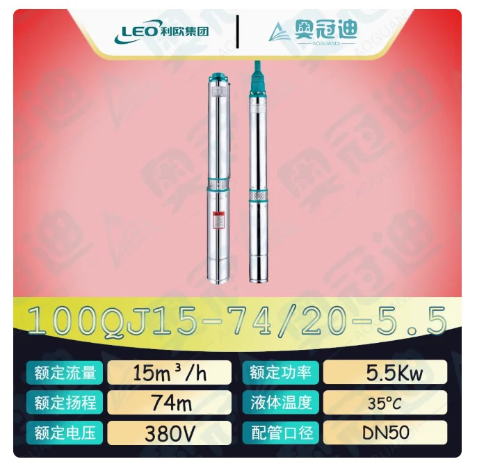 LEO QJ 깊은 우워터펌프 하이 리프트 스테인레스 스틸 100QJ10-33/8-1.5D 단상 220V 100QJ15-62/16-4 100QJ15-74/20-5.5